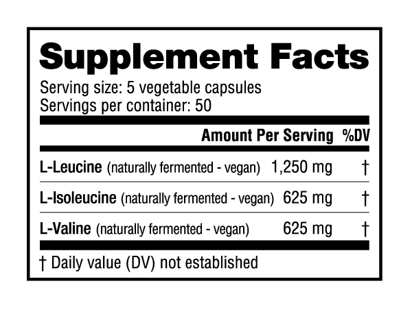 NutraBio BCAA 2500 Vegetable Capsules - Total Nutrition Online