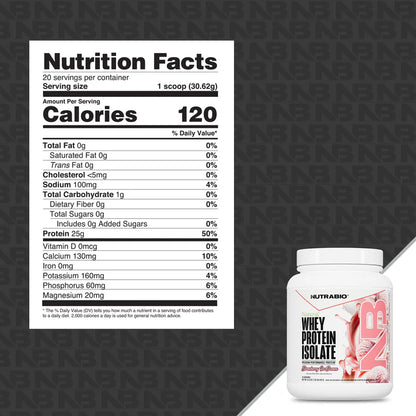 NutraBio Natural Whey Protein Isolate 20Servings