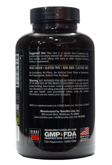 NutraBio ZMA - 180 Caps