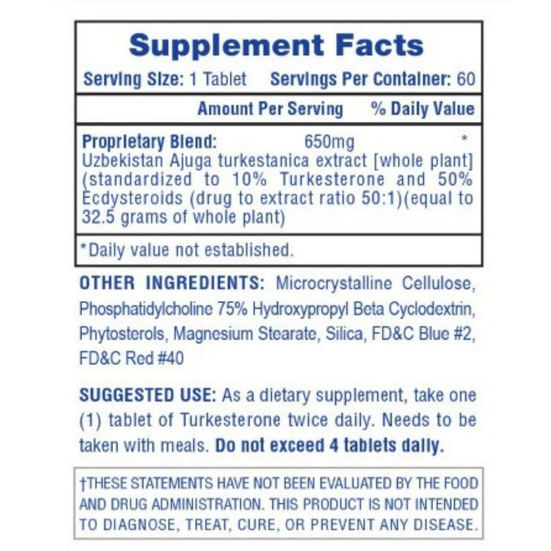 Turkesterone 650mg 60ct (30 Servings) - Total Nutrition Online